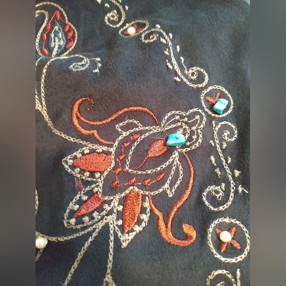 White Stag Womens Size 18.5X22 Inch Velvet Vest Embroidered Lined Blue/Red - Picture 11 of 16